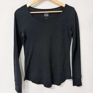 So Perfect Thermal Long Sleeve Shirt Womens Large Black Base Layer